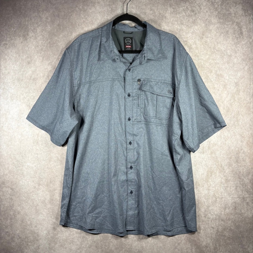 Wrangler Shirt Mens 2XL Gray ATG All Terrain Gear Button Down Hiking Outdoor
